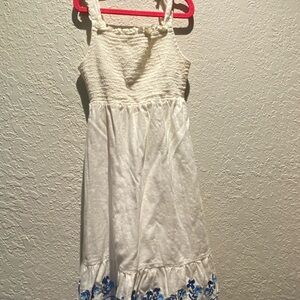 Old Navy White Dress with Blue Floral Trim